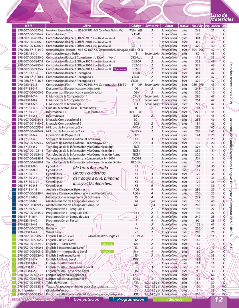 LISTA DE MATERIALES ALEC